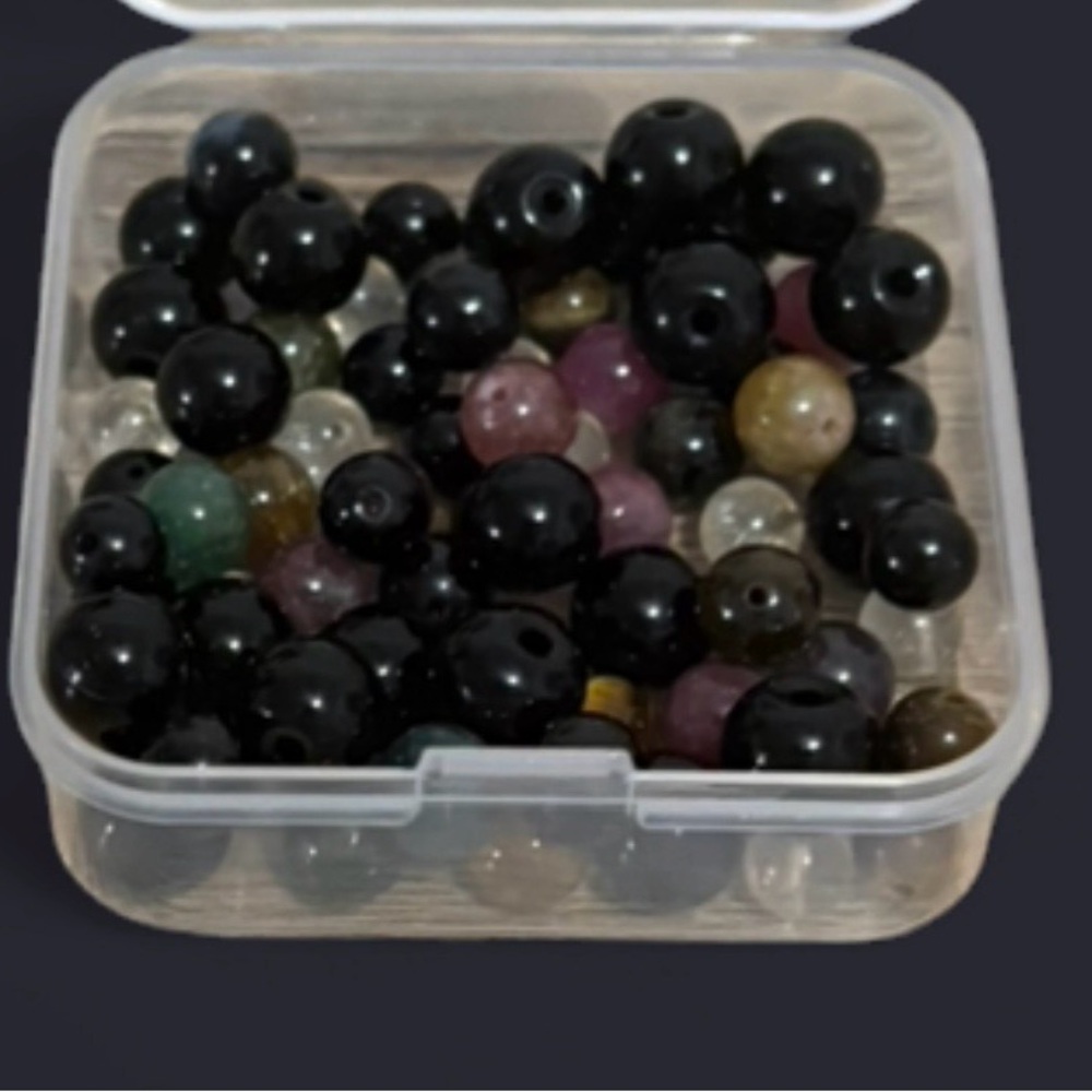 Semi precious stone bead lot obsidian agate quartz mix